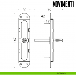 Movimento gratz Q.7 con perni per maniglia finestra cremonese Colombo Design 2