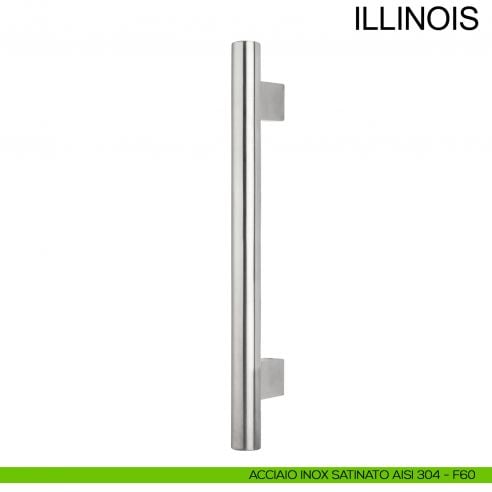Maniglione dritto con supporti interni in acciaio per porta diametro 30 mm Illinois Fimet Inox acciaio AISI 304