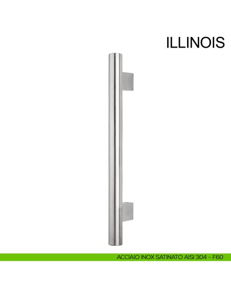 Maniglione dritto con supporti interni in acciaio per porta diametro 30 mm Illinois Fimet Inox acciaio AISI 304
