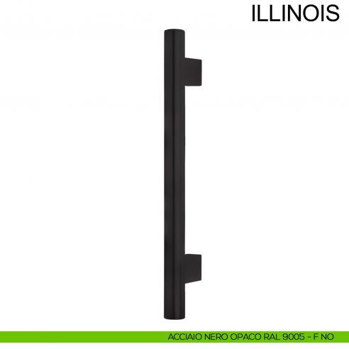 Maniglione dritto con supporti interni in acciaio per porta diametro 30 mm Illinois Fimet Inox nero opaco RAL 9005