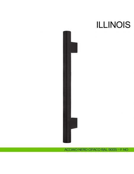 Maniglione dritto con supporti interni in acciaio per porta diametro 30 mm Illinois Fimet Inox nero opaco RAL 9005