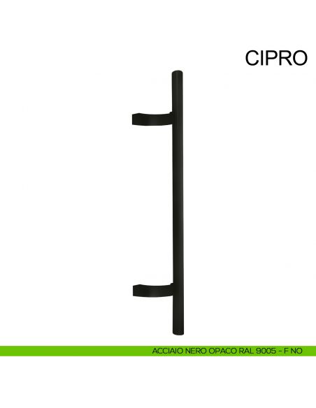 Maniglione tondo inclinato in acciaio per porta diametro 25 mm Cipro Fimet Inox nero opaco RAL 9005