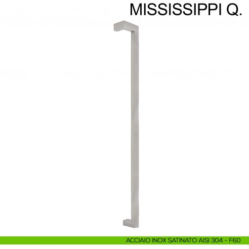 Maniglione squadrato zancato in acciaio per porta 25x38 mm Mississippi Q Fimet Inox destro acciaio AISI 304