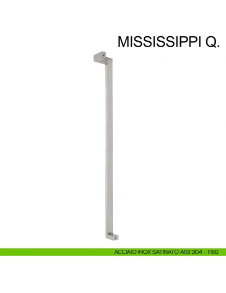 Maniglione squadrato zancato in acciaio per porta 25x38 mm Mississippi Q Fimet Inox sinistro acciaio AISI 304