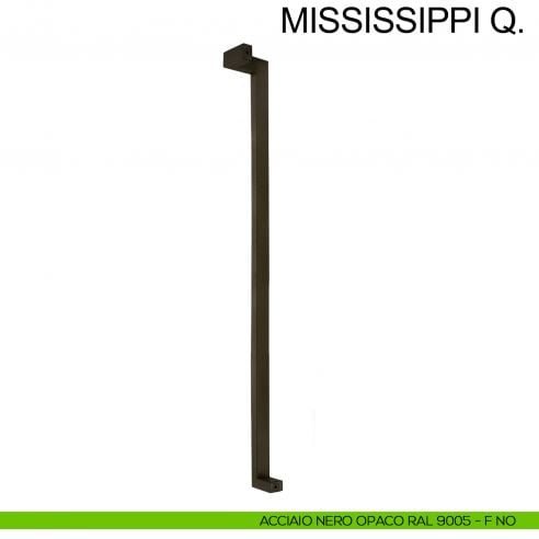 Maniglione squadrato zancato in acciaio per porta 25x38 mm Mississippi Q Fimet Inox sinistro nero opaco RAL 9005