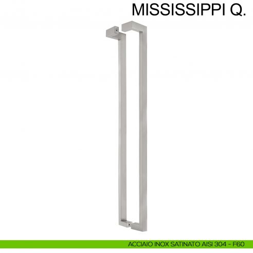 Maniglione squadrato zancato in acciaio per porta 25x38 mm Mississippi Q Fimet Inox accoppiato acciaio AISI 304