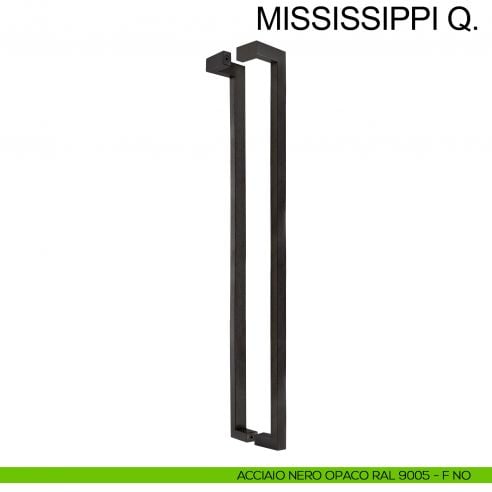 Maniglione squadrato zancato in acciaio per porta 25x38 mm Mississippi Q Fimet Inox accoppiato nero opaco RAL 9005