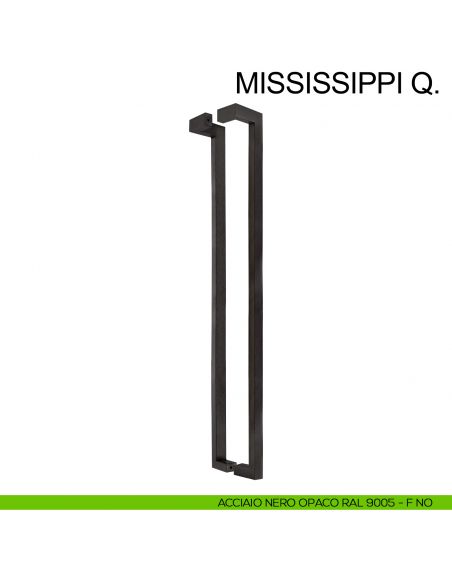 Maniglione squadrato zancato in acciaio per porta 25x38 mm Mississippi Q Fimet Inox accoppiato nero opaco RAL 9005