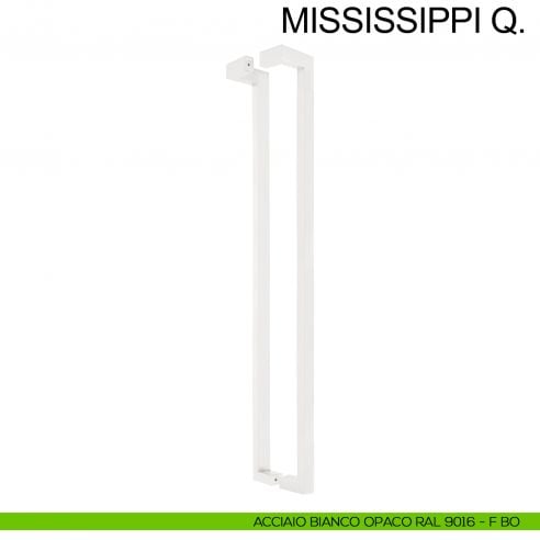 Maniglione squadrato zancato in acciaio per porta 25x38 mm Mississippi Q Fimet Inox bianco opaco RAL 9016