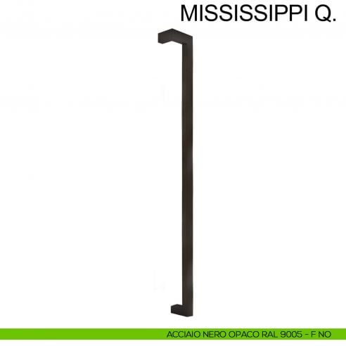 Maniglione squadrato zancato in acciaio per porta 25x38 mm Mississippi Q Fimet Inox destro nero opaco RAL 9005