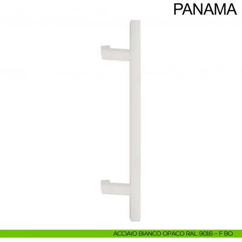 Maniglione in acciaio inclinato quadrato per porta 25x25 mm Panama Fimet Inox bianco opaco RAL 9016