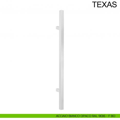 Maniglione dritto quadrato in acciaio per porta 20x20 mm Texas Fimet Inox bianco opaco RAL 9016