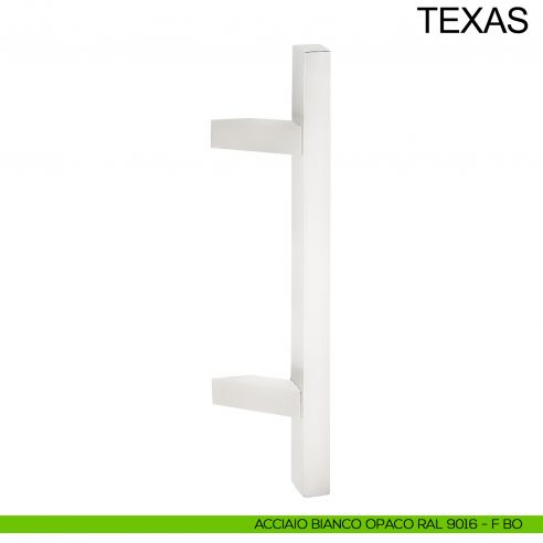 Maniglione inclinato in acciaio squadrato per porta 25x25 mm Texas Fimet Inox bianco opaco RAL 9016