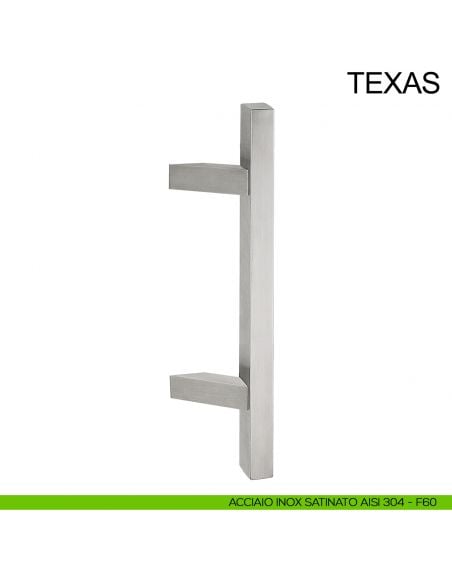 Maniglione zancato quadrato in acciaio per porta 30x30 mm Texas Fimet Inox acciaio AISI 304