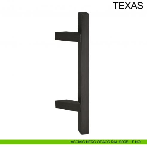 Maniglione zancato quadrato in acciaio per porta 30x30 mm Texas Fimet Inox nero opaco RAL 9005