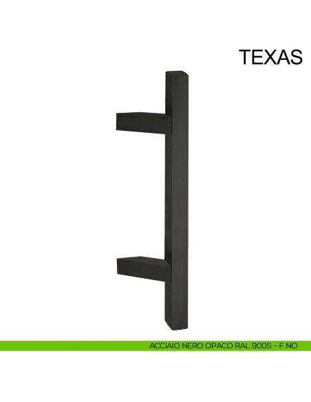 Maniglione zancato quadrato in acciaio per porta 30x30 mm Texas Fimet Inox nero opaco RAL 9005