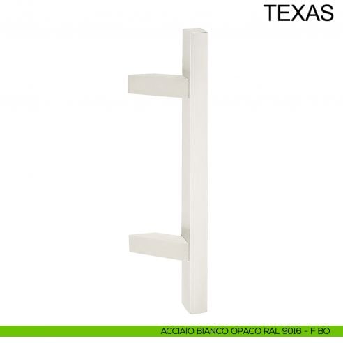 Maniglione zancato quadrato in acciaio per porta 30x30 mm Texas Fimet Inox bianco opaco RAL 9016