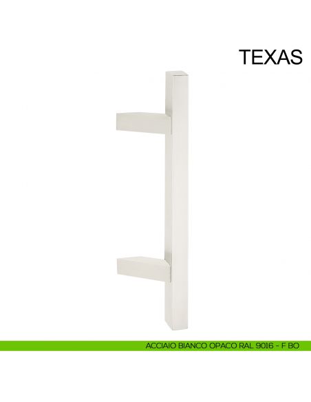 Maniglione zancato quadrato in acciaio per porta 30x30 mm Texas Fimet Inox bianco opaco RAL 9016