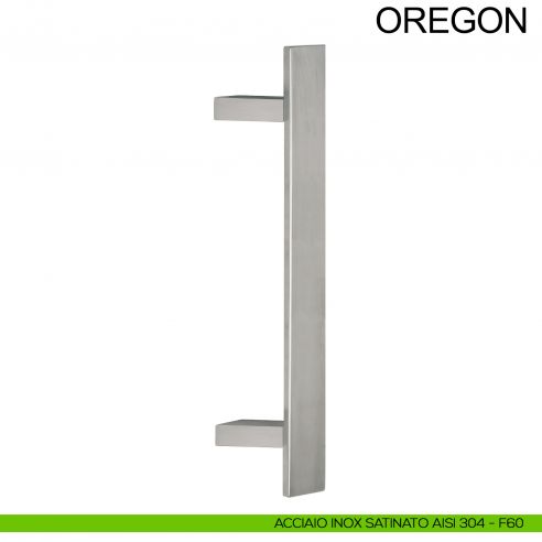 Maniglione squadrato inclinato in acciaio per porta 40x10 mm Oregon Fimet Inox acciaio AISI 304