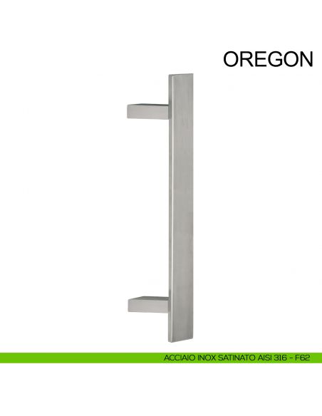 Maniglione squadrato inclinato in acciaio per porta 40x10 mm Oregon Fimet Inox acciaio AISI 316