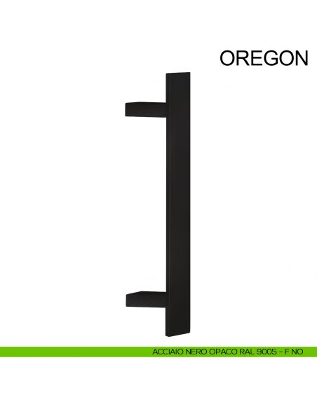 Maniglione squadrato inclinato in acciaio per porta 40x10 mm Oregon Fimet Inox nero opaco RAL 9005