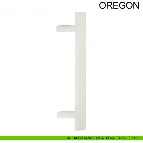 Maniglione squadrato inclinato in acciaio per porta 40x10 mm Oregon Fimet Inox bianco opaco RAL 9016
