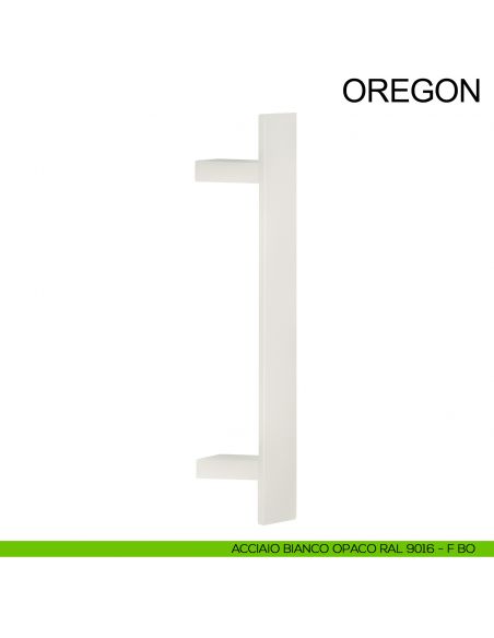 Maniglione squadrato inclinato in acciaio per porta 40x10 mm Oregon Fimet Inox bianco opaco RAL 9016