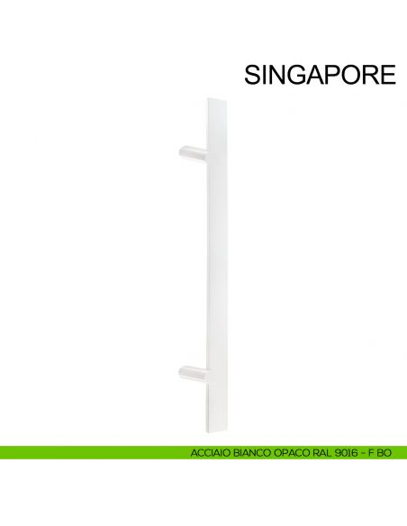 Maniglione in acciaio squadrato zancato per porta 40x10 mm Singapore Fimet Inox bianco opaco RAL 9016