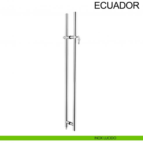 Maniglione accoppiato in acciaio con chiave per porta in vetro Ecuador Fimet Inox lucido AISI 304