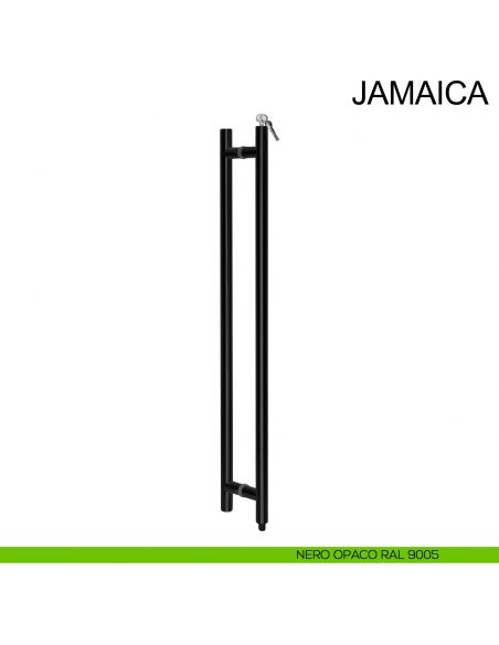 Maniglione in acciaio accoppiato con chiave per porta in vetro Jamaica Fimet Inox nero opaco RAL 9005