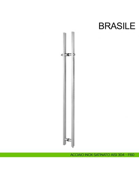 Maniglione con chiave accoppiato in acciaio per porta in vetro Brasile Fimet Inox acciaio AISI 304