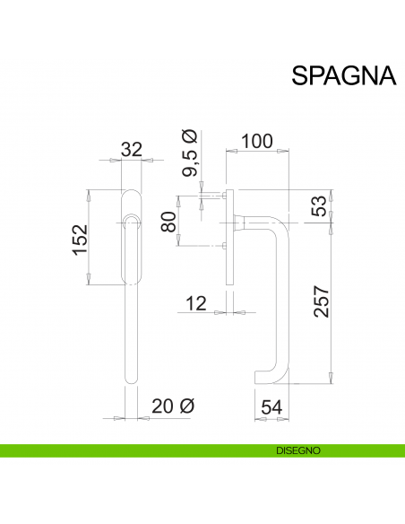 Maniglione per alzante scorrevole singolo cieco con nicchia in acciaio Spagna Fimet Inox disegno