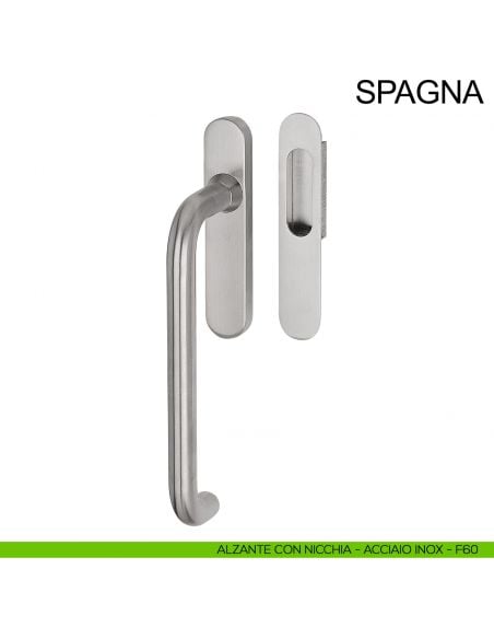 Maniglione per alzante scorrevole singolo cieco con nicchia in acciaio Spagna Fimet Inox acciaio AISI 304