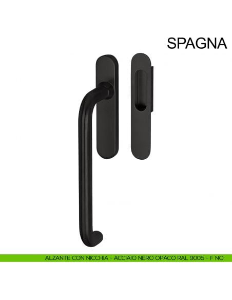 Maniglione per alzante scorrevole singolo cieco con nicchia in acciaio Spagna Fimet Inox nero opaco RAL 9005
