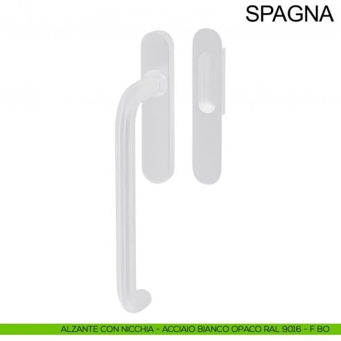 Maniglione per alzante scorrevole singolo cieco con nicchia in acciaio Spagna Fimet Inox bianco opaco RAL 9016
