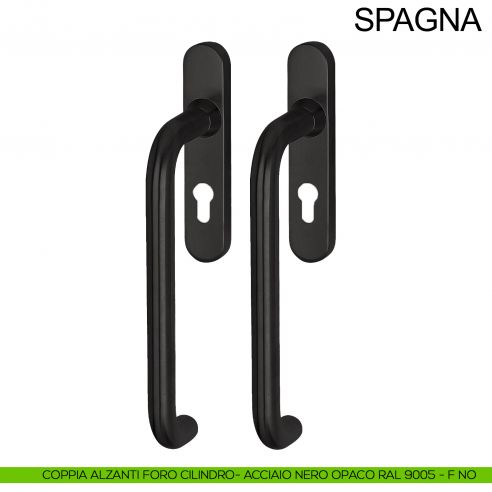 Maniglione per alzante scorrevole accoppiato con placca yale in acciaio Spagna Fimet Inox nero opaco RAL 9005