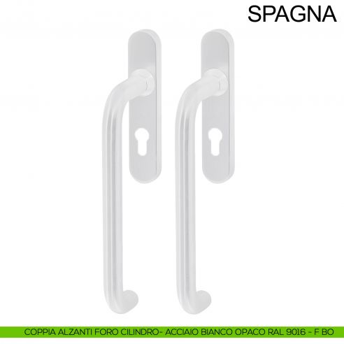 Maniglione per alzante scorrevole accoppiato con placca yale in acciaio Spagna Fimet Inox bianco opaco RAL 9016