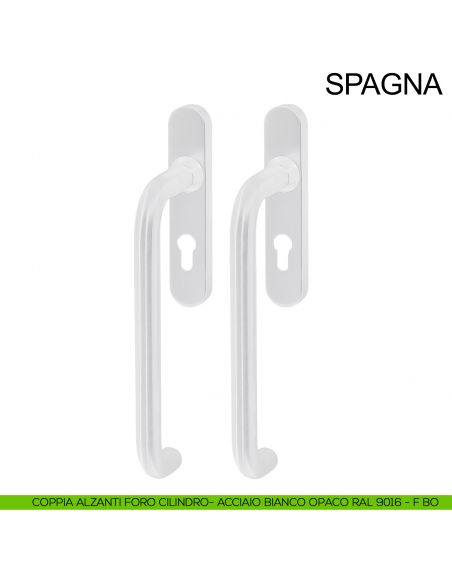 Maniglione per alzante scorrevole accoppiato con placca yale in acciaio Spagna Fimet Inox bianco opaco RAL 9016