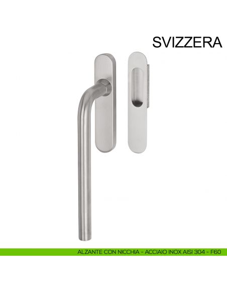 Maniglione per alzante scorrevole singolo cieco con nicchia in acciaio Svizzera Fimet Inox acciaio AISI 304