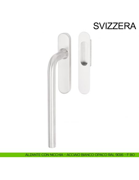 Maniglione per alzante scorrevole singolo cieco con nicchia in acciaio Svizzera Fimet Inox bianco opaco RAL 9016