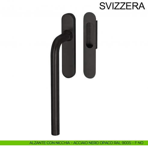Maniglione per alzante scorrevole singolo cieco con nicchia in acciaio Svizzera Fimet Inox nero opaco RAL 9005