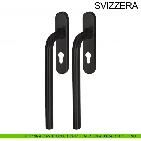 Maniglione per alzante scorrevole accoppiato con placca yale in acciaio Svizzera Fimet Inox nero opaco RAL 9005