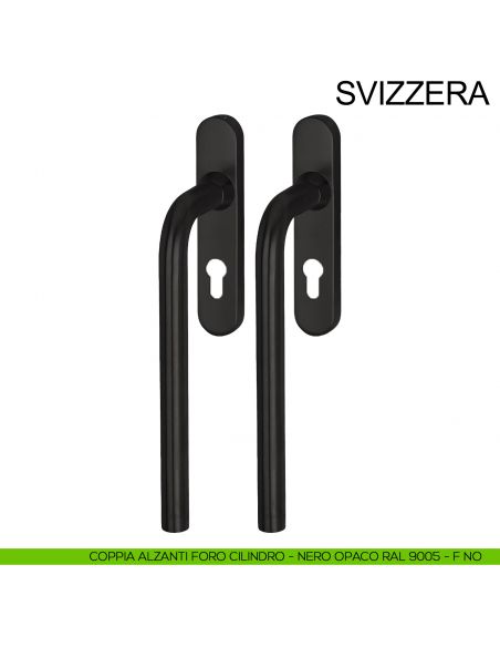 Maniglione per alzante scorrevole accoppiato con placca yale in acciaio Svizzera Fimet Inox nero opaco RAL 9005
