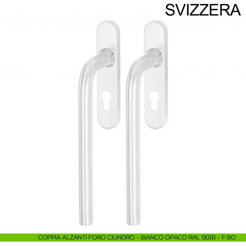 Maniglione per alzante scorrevole accoppiato con placca yale in acciaio Svizzera Fimet Inox bianco opaco RAL 9016