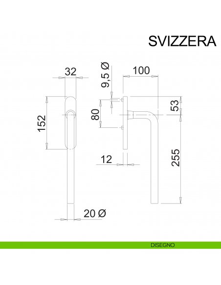 Maniglione per alzante scorrevole accoppiato con placca yale in acciaio Svizzera Fimet Inox disegno nicchia