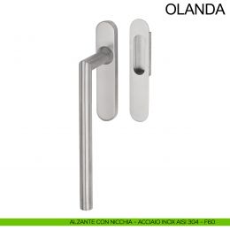 Maniglione in acciaio per alzante scorrevole singolo cieco con nicchia Olanda Fimet Inox 2