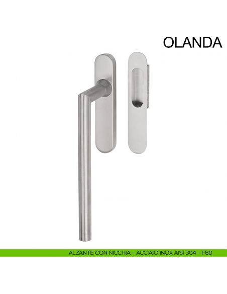 Maniglione in acciaio per alzante scorrevole singolo cieco con nicchia Olanda Fimet Inox acciaio AISI 304