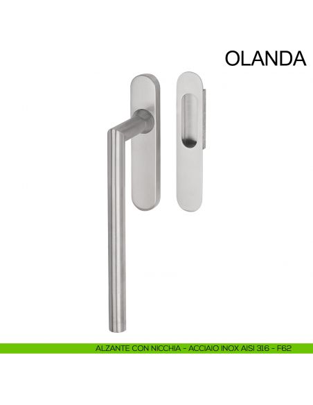 Maniglione in acciaio per alzante scorrevole singolo cieco con nicchia Olanda Fimet Inox acciaio AISI 316