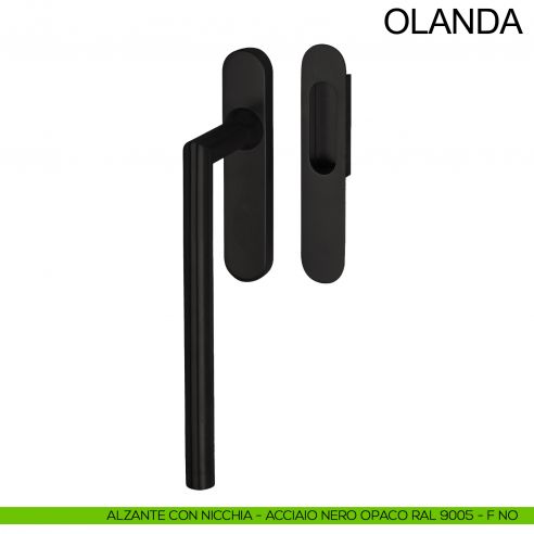 Maniglione in acciaio per alzante scorrevole singolo cieco con nicchia Olanda Fimet Inox nero opaco RAL 9005