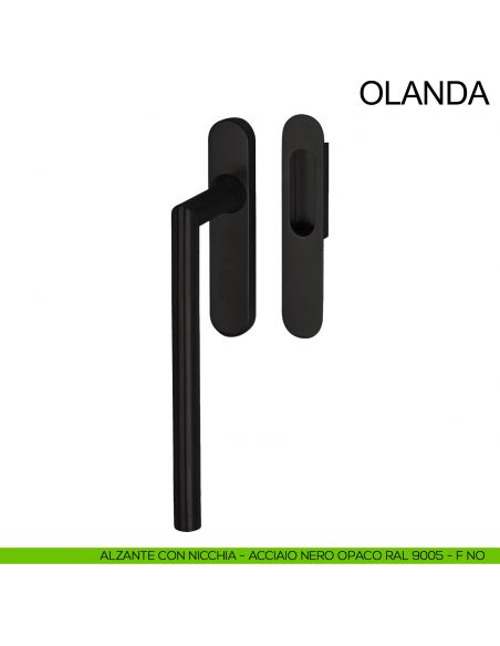 Maniglione in acciaio per alzante scorrevole singolo cieco con nicchia Olanda Fimet Inox nero opaco RAL 9005